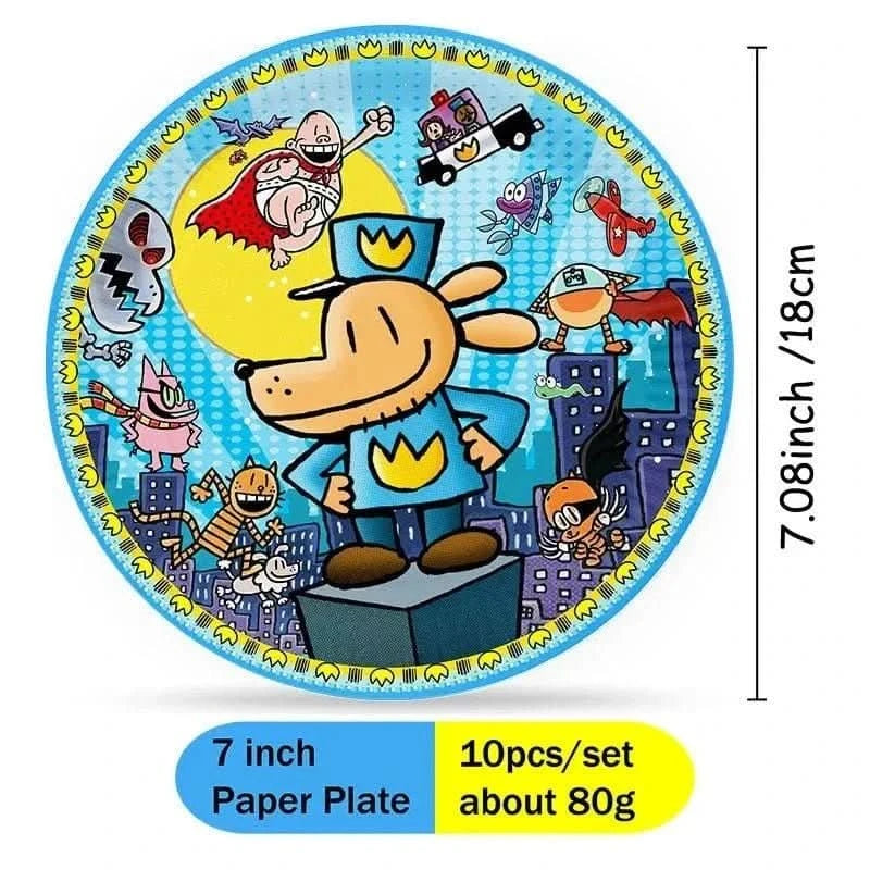 Cartoon Dog Party Tableware Kit – Eco - Friendly Disposable Plates, Cups & Decorations - Waydiy