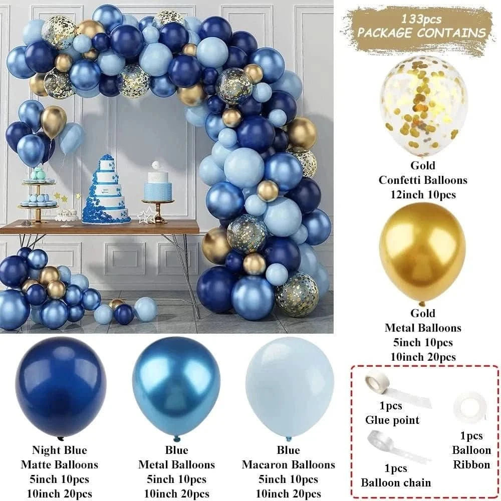 Gold and Blue Balloon Arch Kit – Party Decorations for Birthday, Wedding & Baby Shower - Waydiy