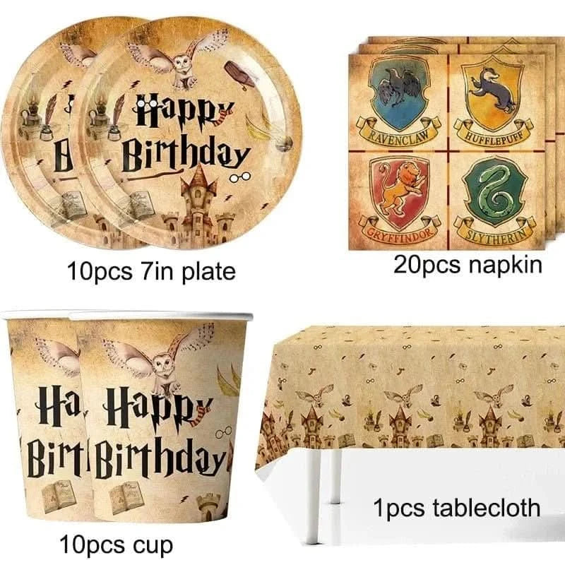 Magic Academy Party Tableware Set – Disposable Plates & Cups for Kids Birthday - Waydiy