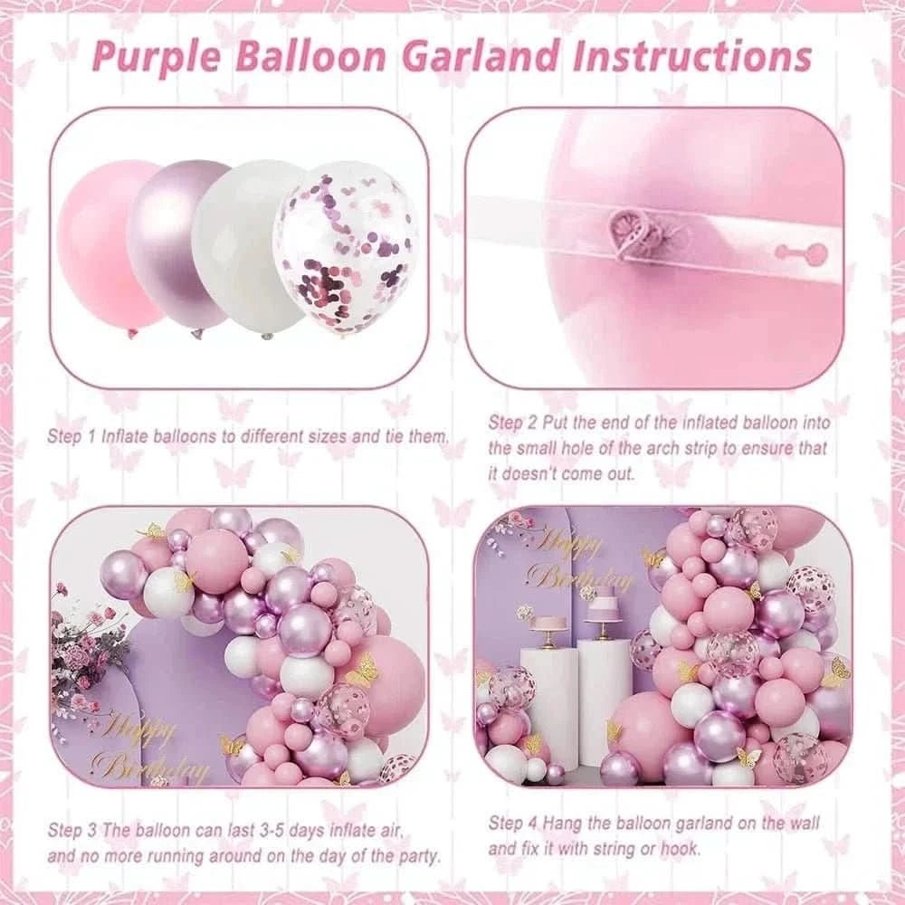 Butterfly Balloon Arch Kit – White, Pink & Confetti Balloons for Party Decorations - Waydiy