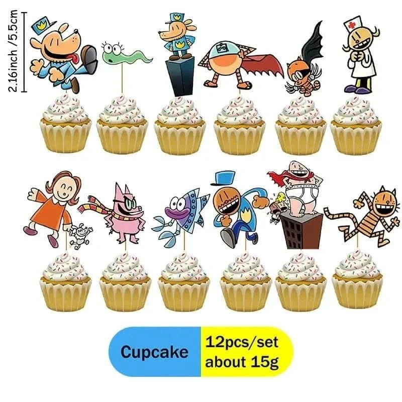Cartoon Dog Party Tableware Kit – Eco - Friendly Disposable Plates, Cups & Decorations - Waydiy