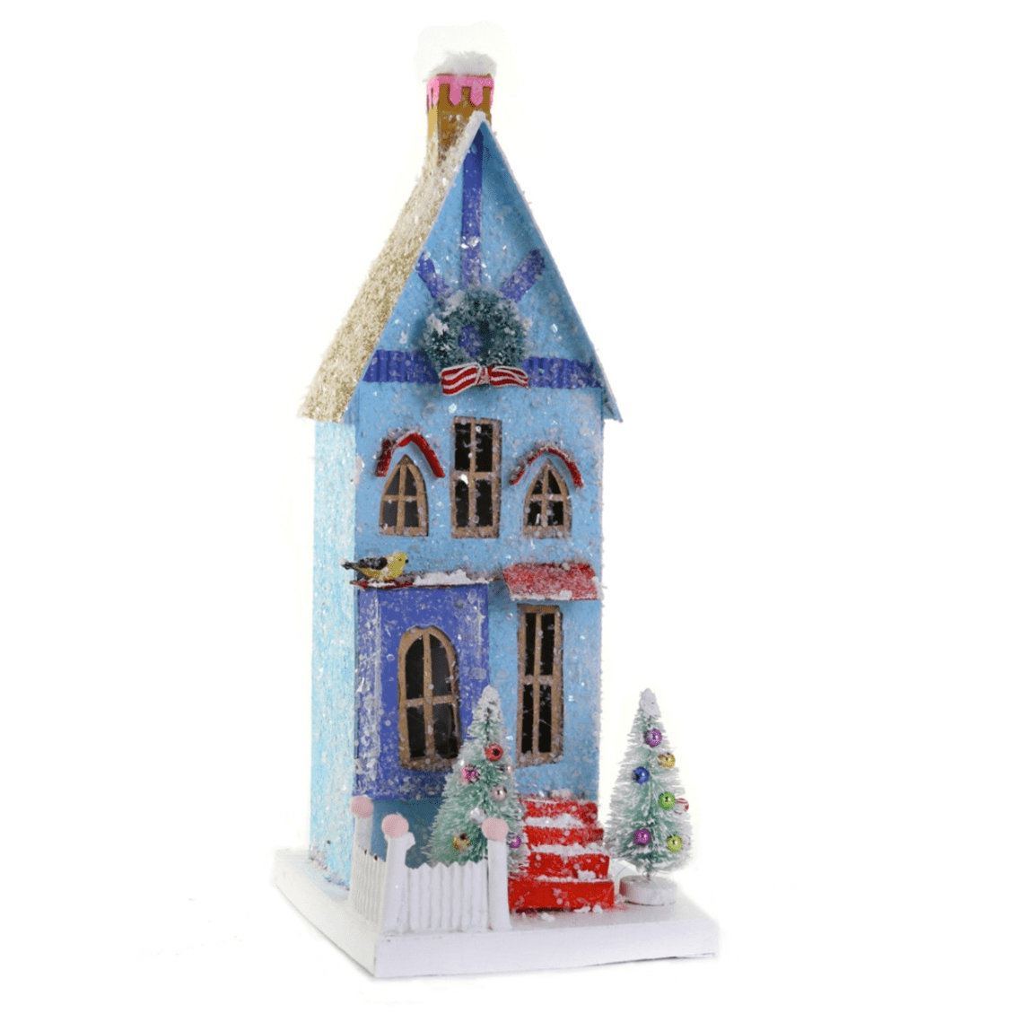 Holiday Village House – Blue Townhouse Christmas Decoration, 11.5 in - Waydiy
