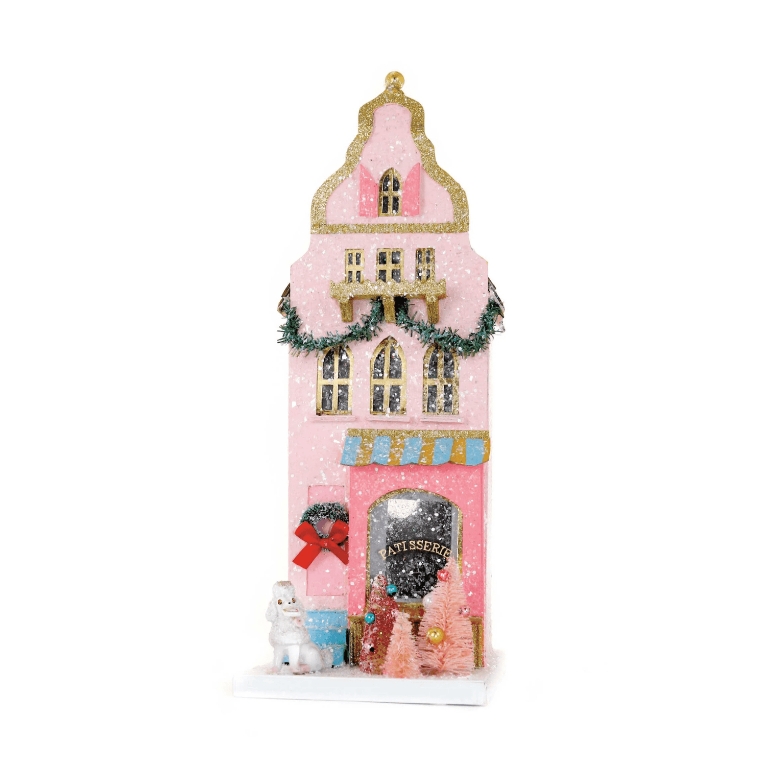 Holiday Village House – Pink Patisserie Christmas Decoration, 17.75 in - Waydiy