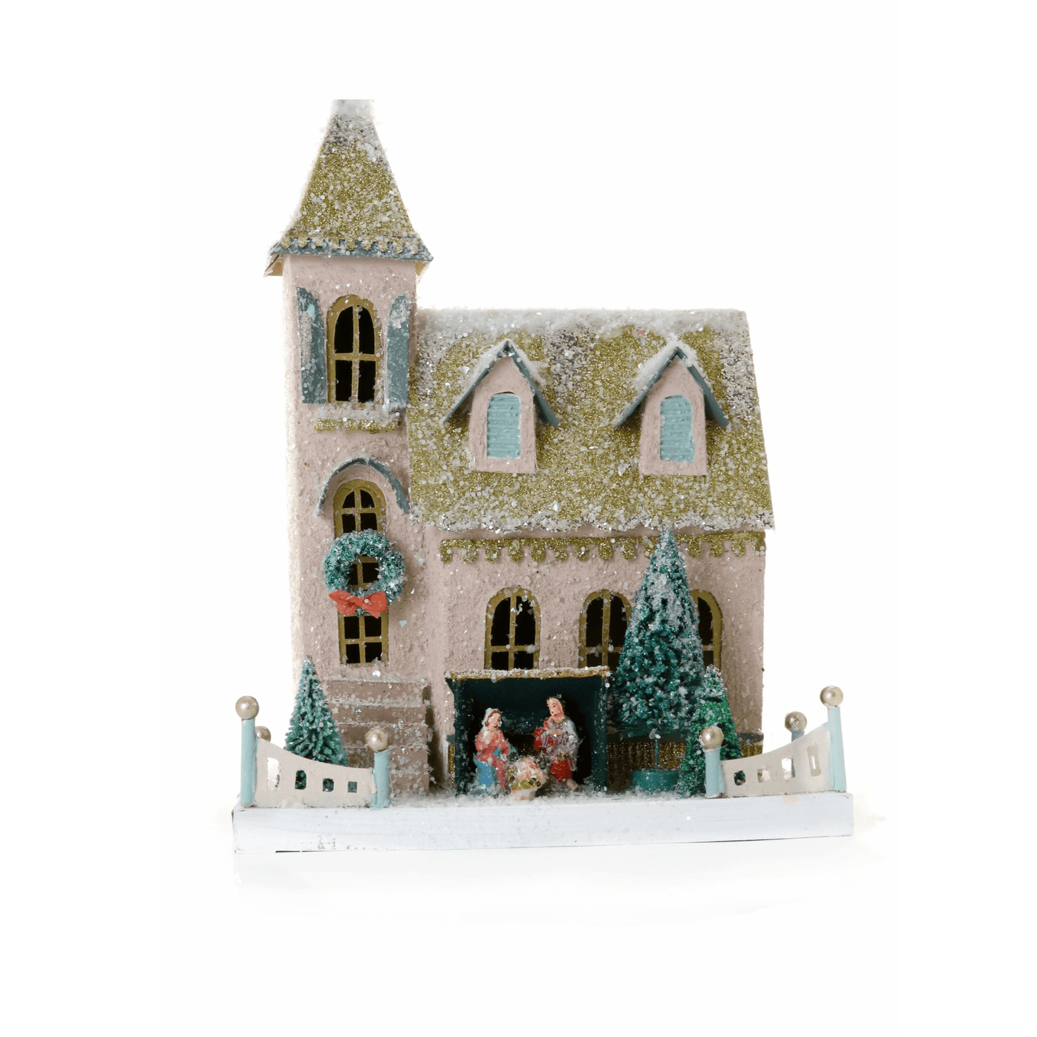 Holiday Village House ,Nativity Church Christmas Decoration, 15 in - Waydiy