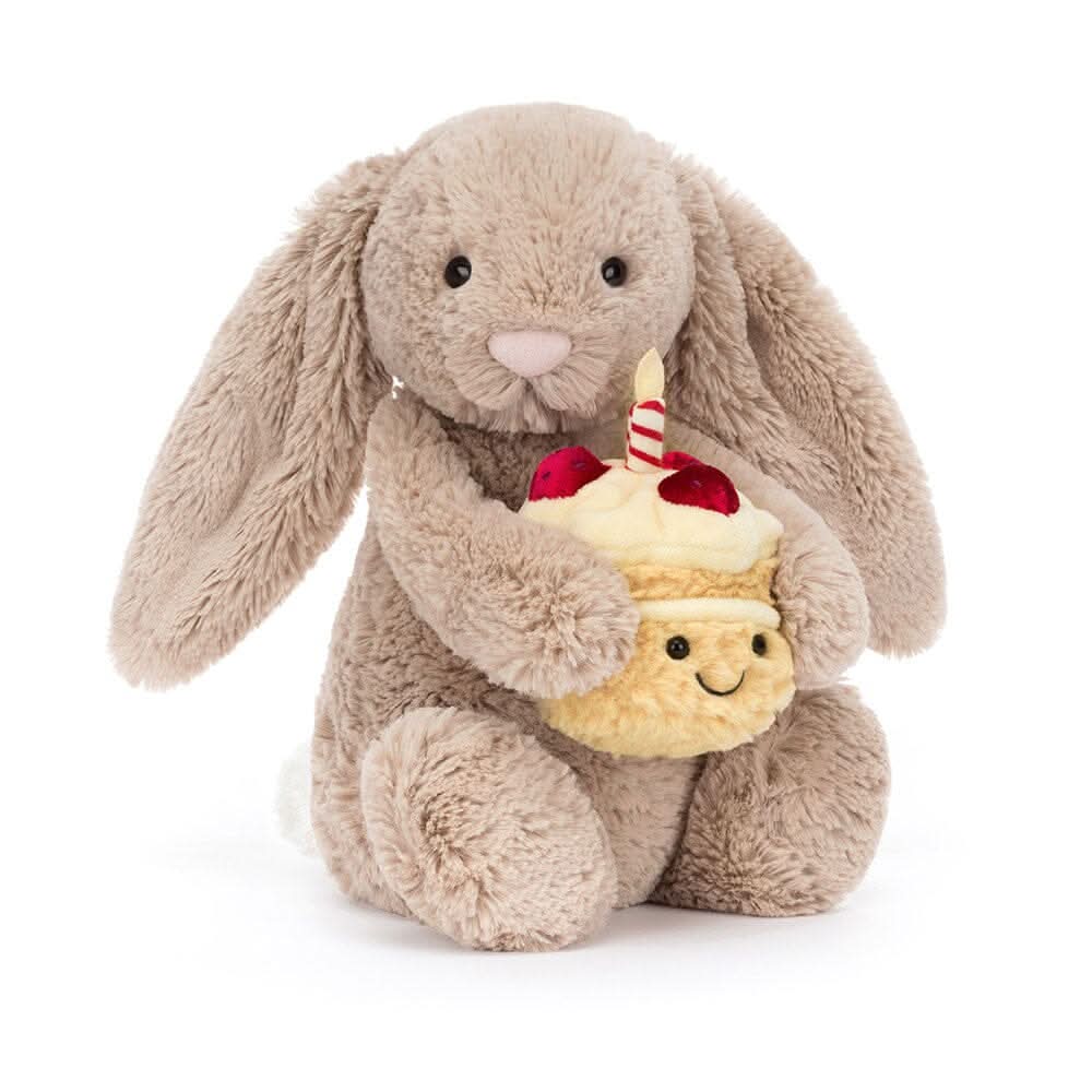 Bunny Plush Toy with Birthday Cake – 31 cm - Waydiy